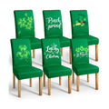 Mindsoft 6 Pcs St. Patrick's Day Chair Covers Green Clover Dining Protector Removable Seat Covers Washable Stretch Spring Slipcovers for Hotel Restaurant Party Wedding Holiday Decor