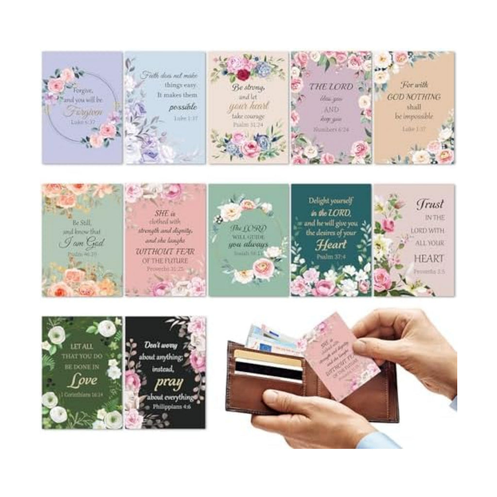 60 Pcs Christian Prayer Cards Bulk for Women Scripture Cards with Bible Verses Faith Religious Gifts Mini Scripture Wallet Card for Church Women Gift Party Favor Supplies