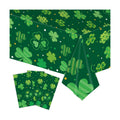 3-Piece 54 x 108 Inch St. Patrick’s Day Plastic Tablecloth – Green Shamrock Disposable Rectangle Table Covers for Irish Party, Lucky Day Celebrations, and St. Paddy’s Decorations