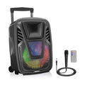 Pyle 15” Portable Bluetooth PA Speaker System - 800W Wireless Rechargeable Loudspeaker with LED Party Lights, Rolling Wheels, Built-in Amp, & Remote Control - Indoor/Outdoor Karaoke Machine (Black)