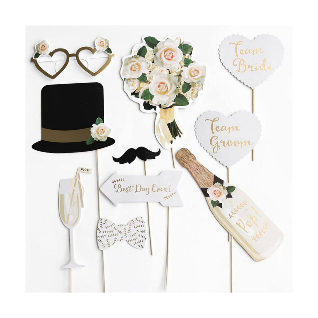 Wedding Photo Booth Props, DIY Wedding Decoration Unique Romantic Party Props, Paper Board Selfie Props with Easy Assembly Kit for Wedding, Bridal Shower, Engagement, Bachelorette Party