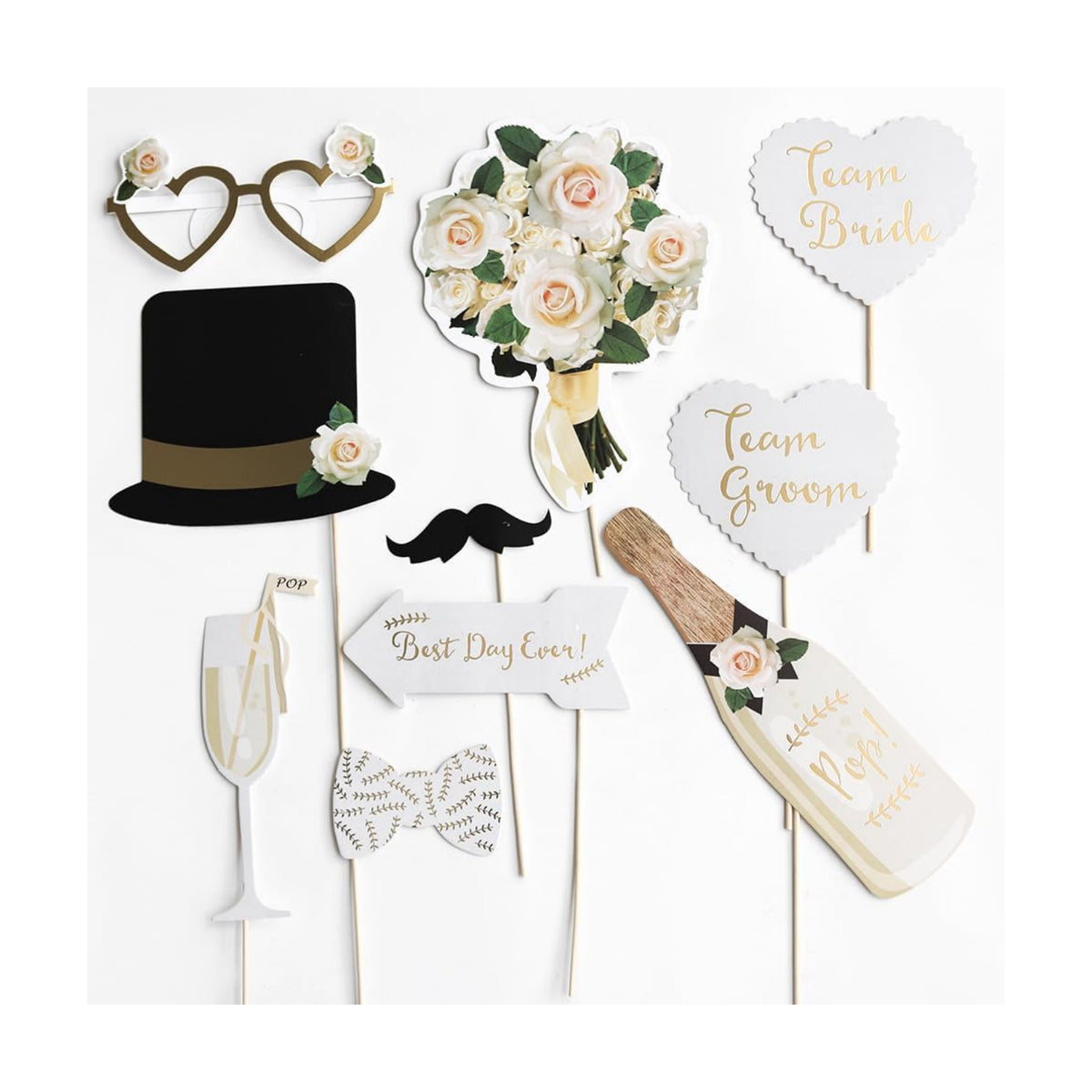 Wedding Photo Booth Props, DIY Wedding Decoration Unique Romantic Party Props, Paper Board Selfie Props with Easy Assembly Kit for Wedding, Bridal Shower, Engagement, Bachelorette Party
