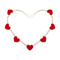 Valentines Day Decorations - Wood Bead Garland with Felt Red Hearts for Valentines Day Decor, Valentine Heart Garland Valentine's Banner for Galentines Day Decorations, Farmhouse, Wedding, Anniversary