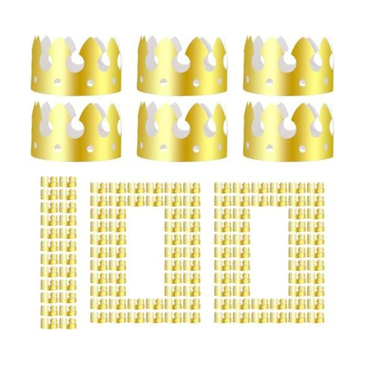 100 Pcs Paper Crowns Bulk, Birthday Gold Crown Foldable & Adjustable Paper King Crown for Adults Birthday Party