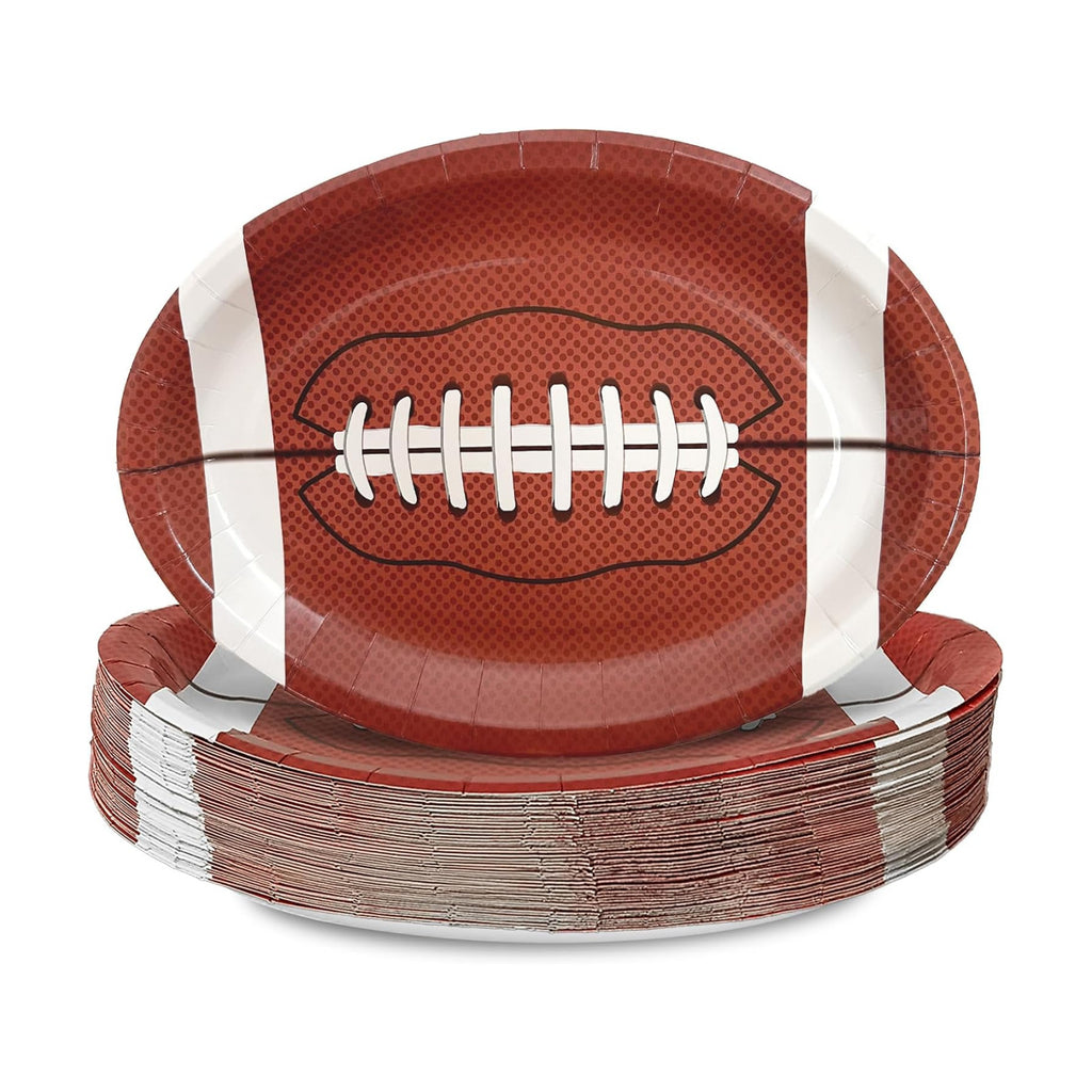 50Pcs Football Oval Paper Plates 12.6 x 10inch