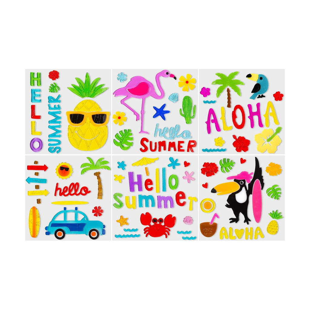 6 Pack Summer Window clings – Reusable Window Cling for Glass Windows