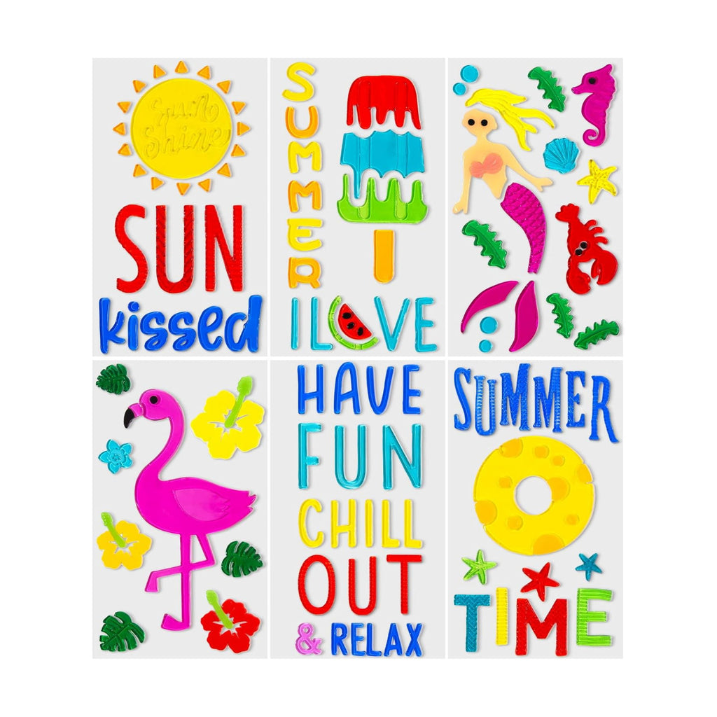 6 Pack Summer Window clings – Reusable Window Cling for Glass Windows