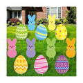 12 Pcs Easter Yard Signs Outdoor Bunny Eggs Lawn Sign with Stakes Waterproof Easter Peeps Rabbit Yard Stake Decorations for Spring Holiday Outdoor Home Garden Lawn Patio Party Props Decoration