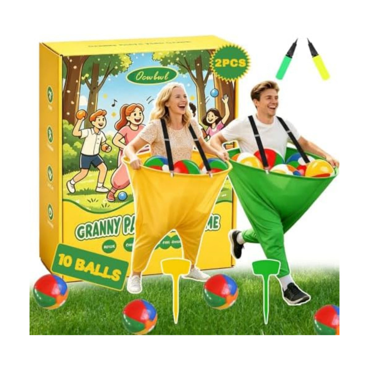 Granny Pants Yard Game, Tossing Games with Bouncy Balls & Pump
