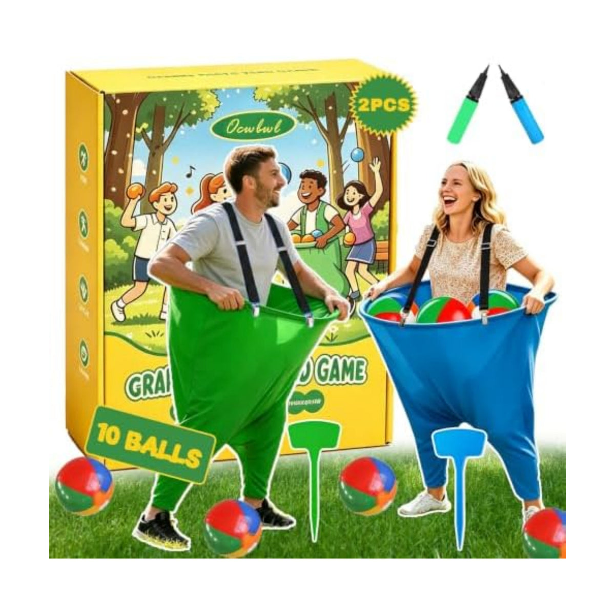 Granny Pants Yard Game, Tossing Games with Bouncy Balls & Pump
