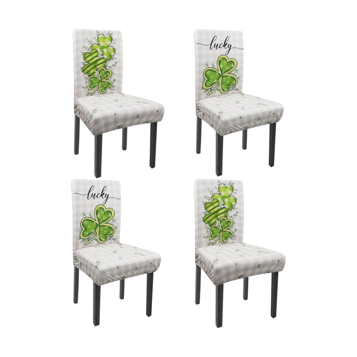 St. Patricks Day Chair Covers Set of 4 Shamrock Stretch Parsons Slipcovers
