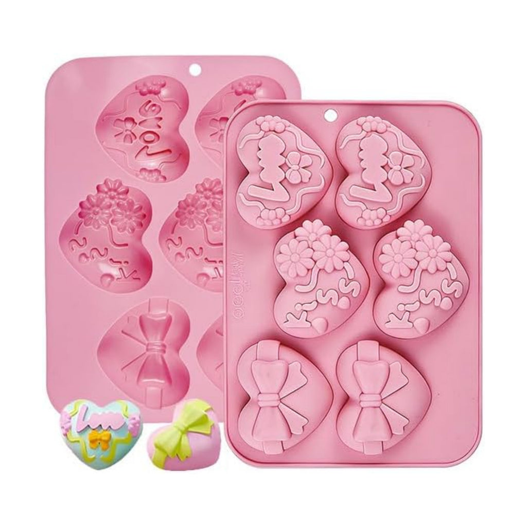 Heart Mold Silicone Soap Molds, 2 Pack Valentine's Day Muffin Brownie Pan for Baking, Jello Candy Mould for Hot Chocolate Bombs Ice Cube Candle Resin