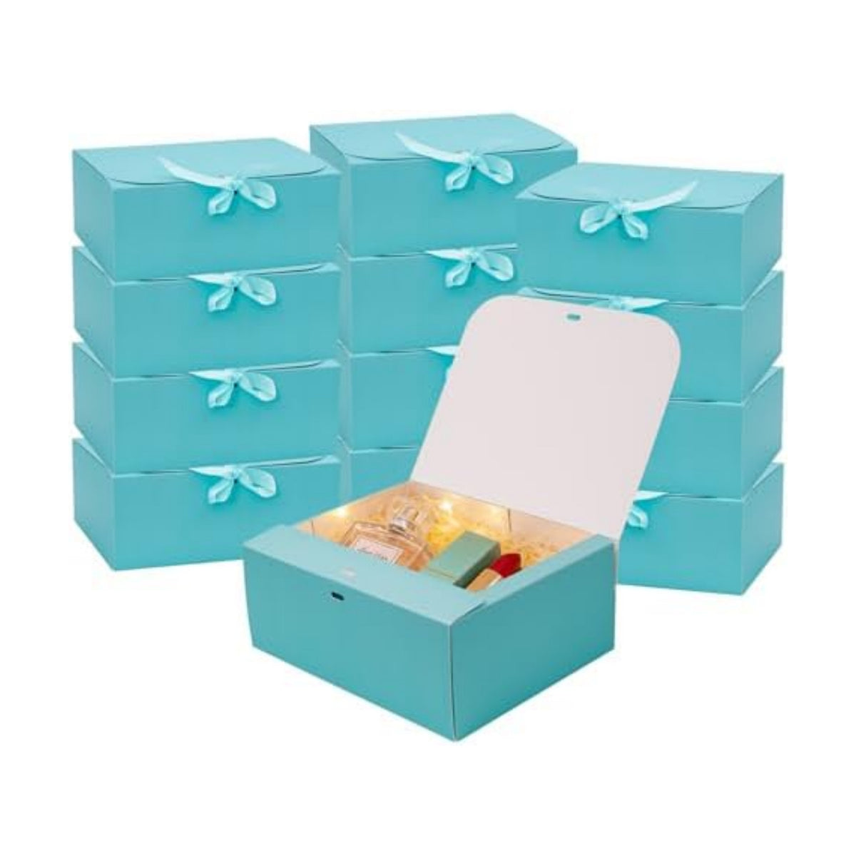 LWYMX 12 PCS Blue Gift Boxes with Lids，9.8x7.8x3.9, Bridesmaid Proposal Box with Ribbon, Gift Boxes for Wedding, Christmas, Valentine's Day,Birthday,Baby Shower and the other Parties