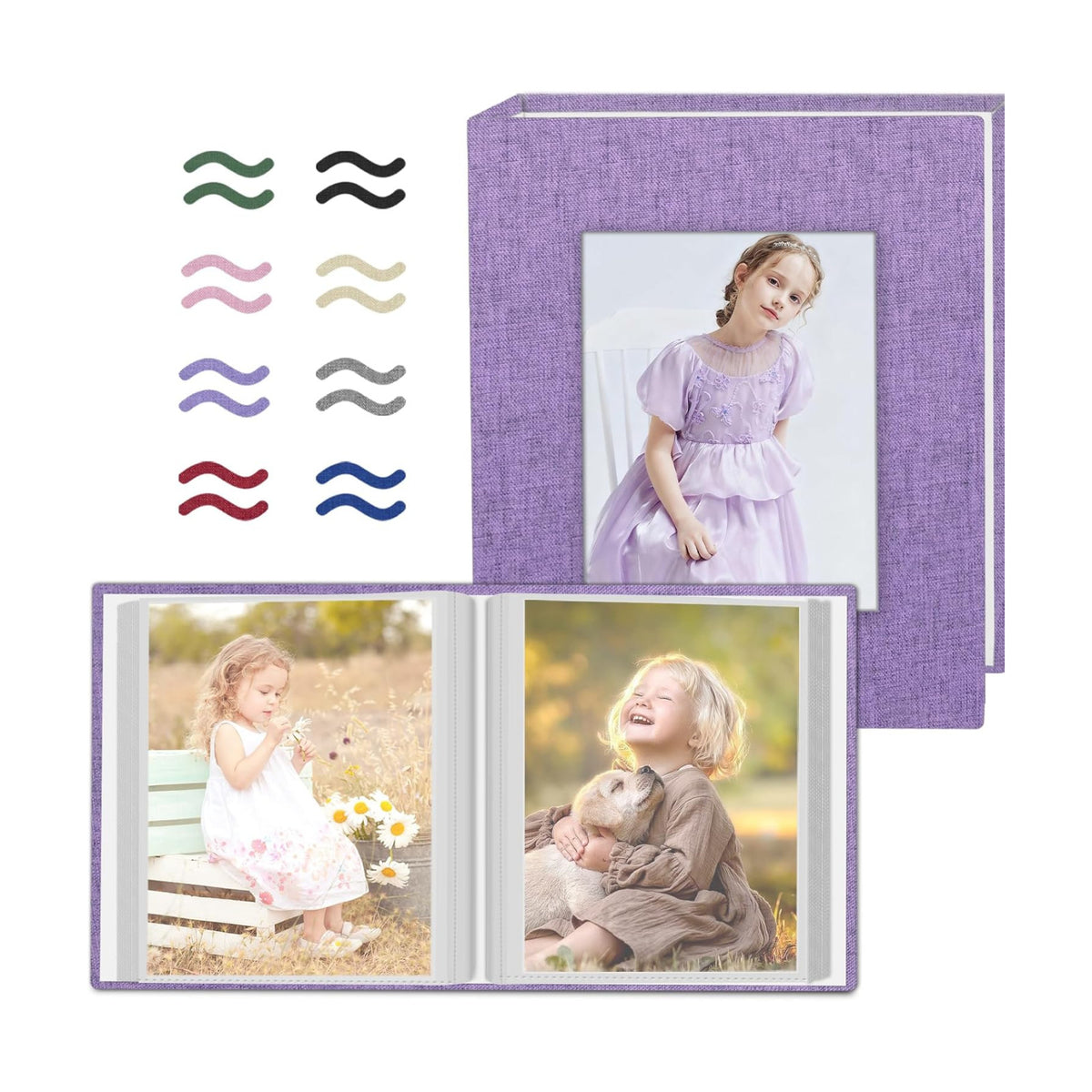 Popotop 2 Pack Photo Album 5x7 Pictures, Small Linen Slip-in Photo Albums Book for 80 Photos with 40 Pockets, Birthday Gifts for Women Mom Family Baby