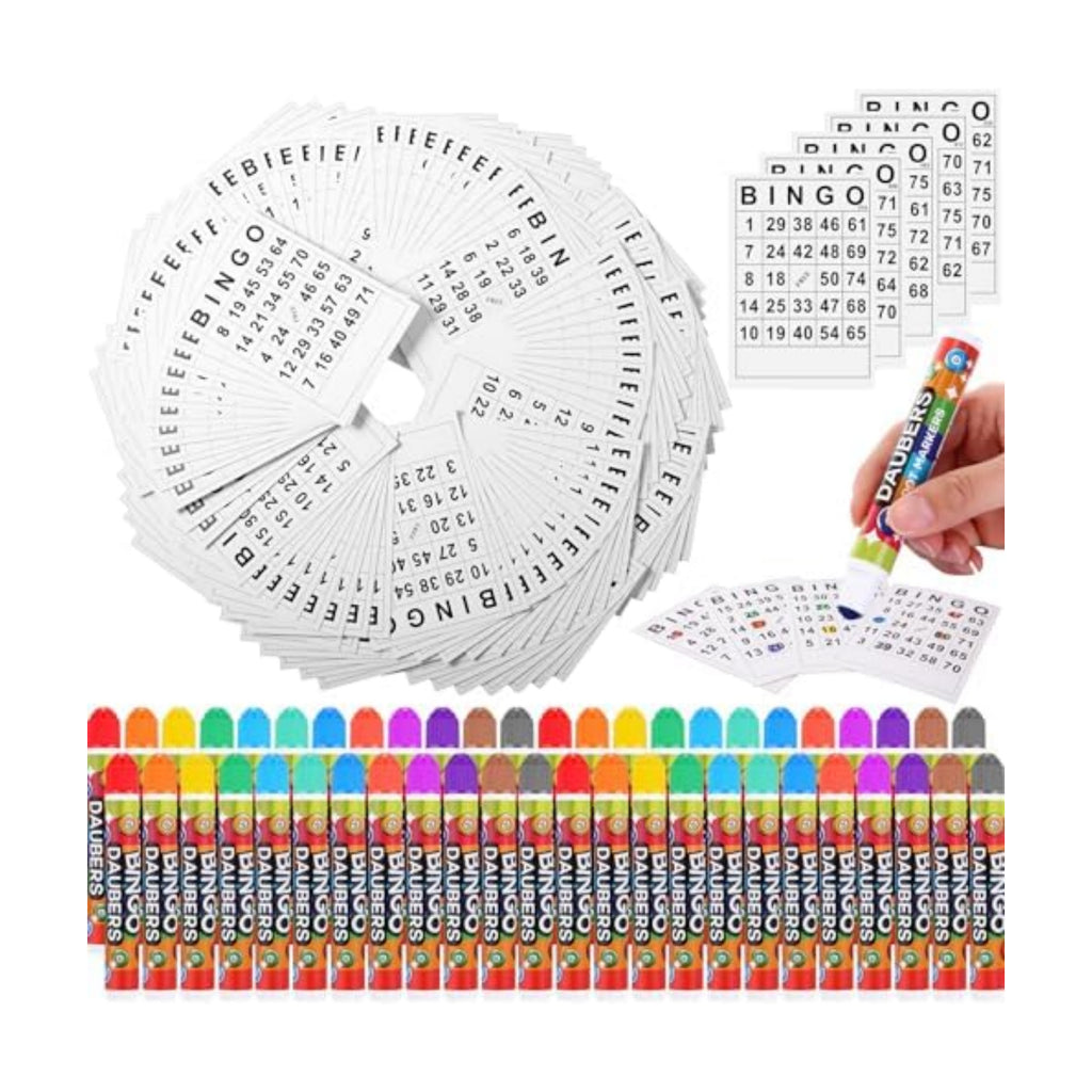 Crtiin 228 Pack Game Cards and Dot Daubers Set Includes 180 Bingo Cards and 48 Dot Markers Supplies Calling Card Set for Kids Preschool Children, Large Groups, Family Gathering Activity, Game Night