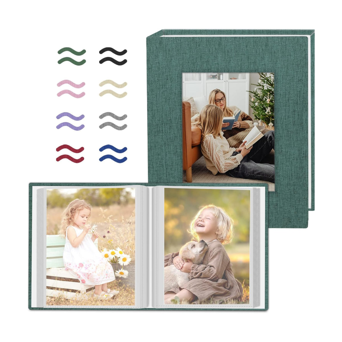 Popotop 2 Pack Photo Album 5x7 Pictures, Small Linen Slip-in Photo Albums Book for 80 Photos with 40 Pockets, Birthday Gifts for Women Mom Family Baby