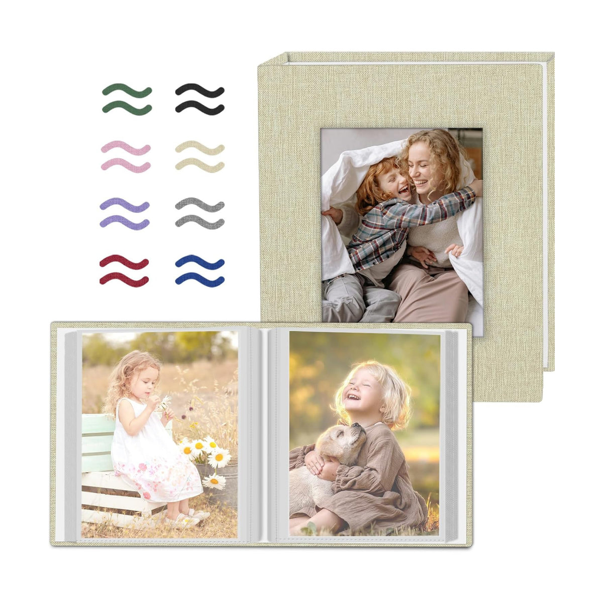Popotop 2 Pack Photo Album 5x7 Pictures, Small Linen Slip-in Photo Albums Book for 80 Photos with 40 Pockets, Birthday Gifts for Women Mom Family Baby