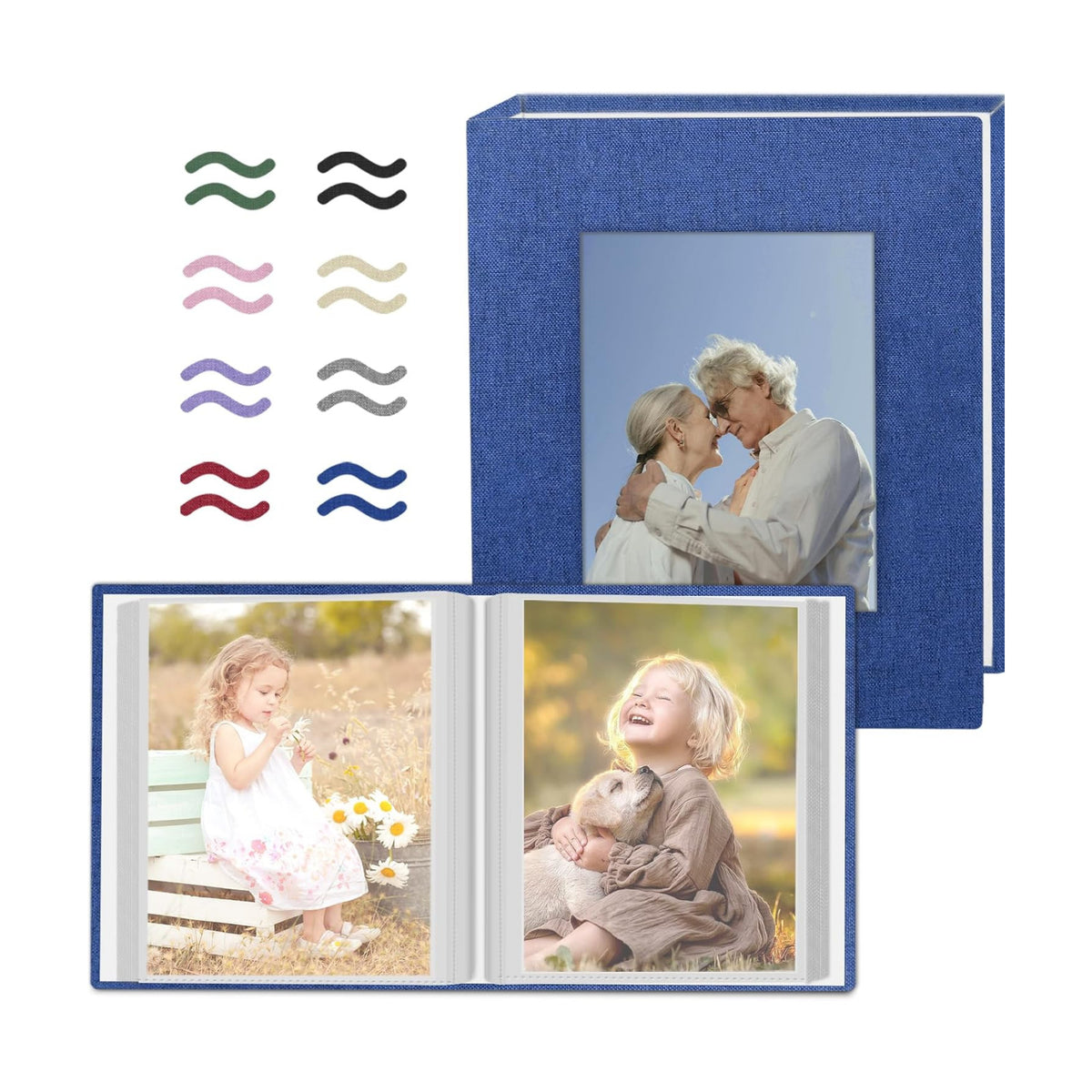 Popotop 2 Pack Photo Album 5x7 Pictures, Small Linen Slip-in Photo Albums Book for 80 Photos with 40 Pockets, Birthday Gifts for Women Mom Family Baby
