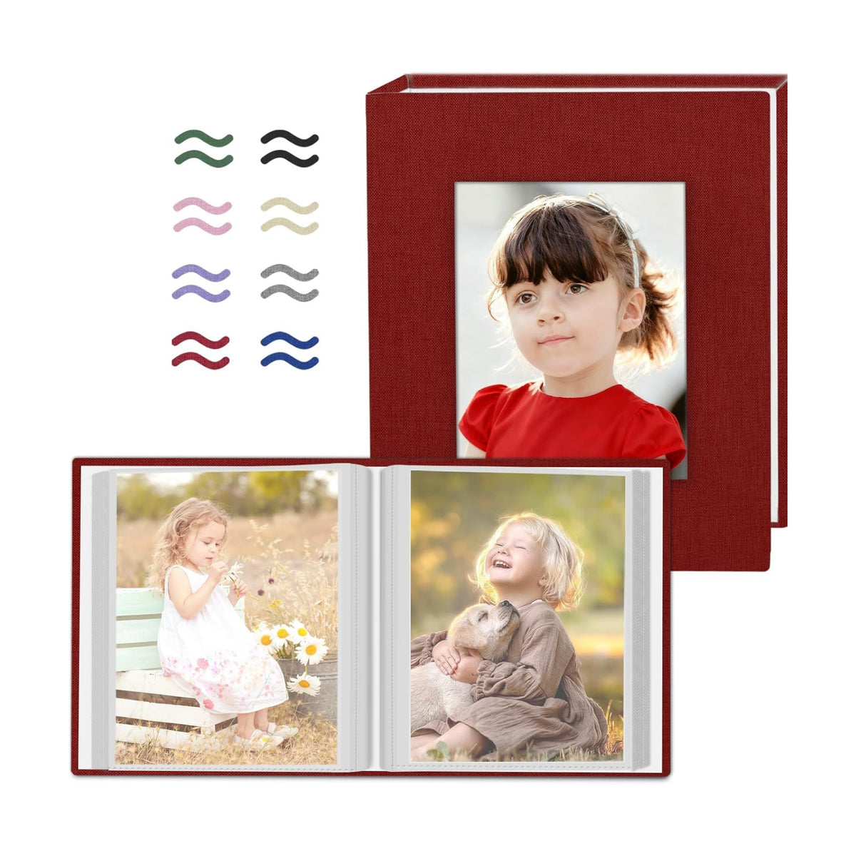 Popotop 2 Pack Photo Album 5x7 Pictures, Small Linen Slip-in Photo Albums Book for 80 Photos with 40 Pockets, Birthday Gifts for Women Mom Family Baby