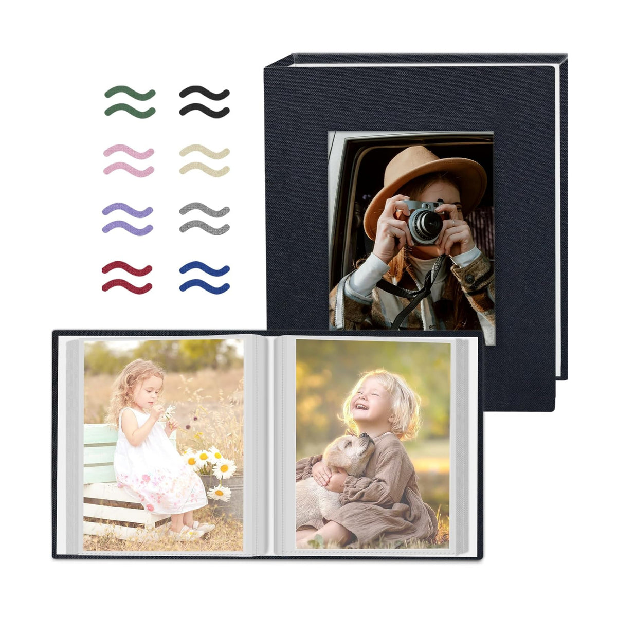 Popotop 2 Pack Photo Album 5x7 Pictures, Small Linen Slip-in Photo Albums Book for 80 Photos with 40 Pockets, Birthday Gifts for Women Mom Family Baby