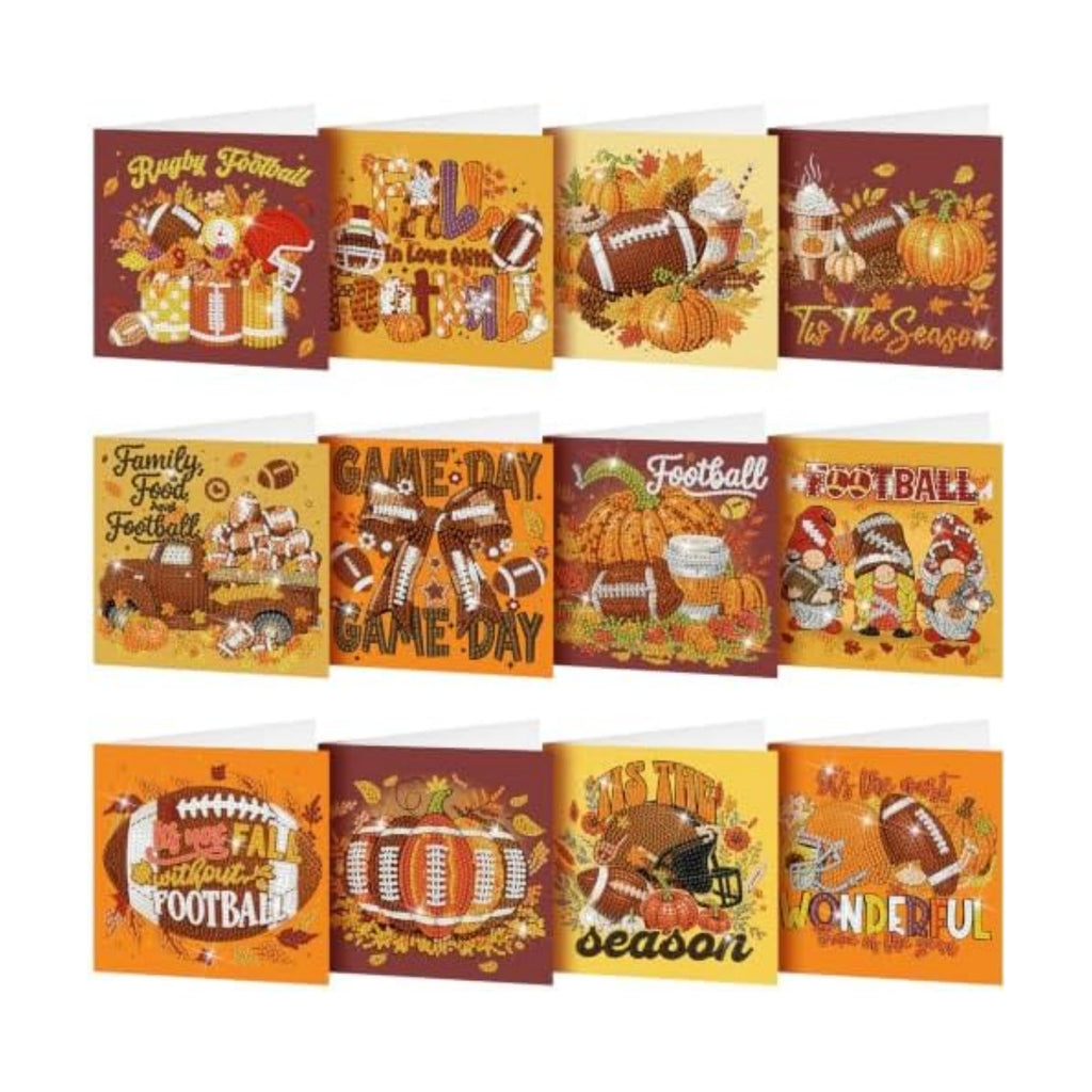 Saillong 12 Pack Fall Football Diamond Painting Greeting Card with Envelope