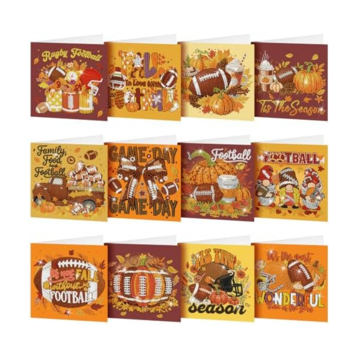 Saillong 12 Pack Fall Football Diamond Painting Greeting Card with Envelope