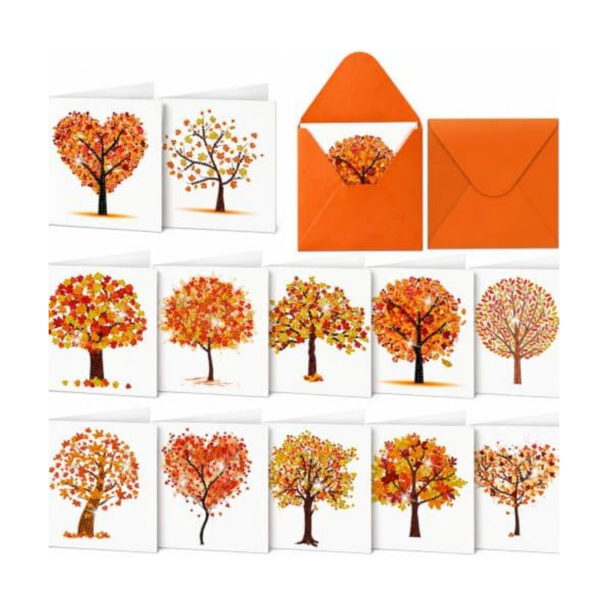 Saillong 12 Pack Fall Tree Diamond Painting Greeting Cards with Envelopes