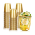 KesaPlan 100Pcs 12oz Gold Plastic Party Cups, Disposable Wine Cocktail Cups