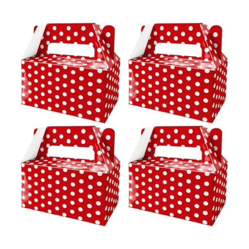 BGFMVS 12 Pack Red Polka Dot Party Favor Boxes, Gable Treat Boxes