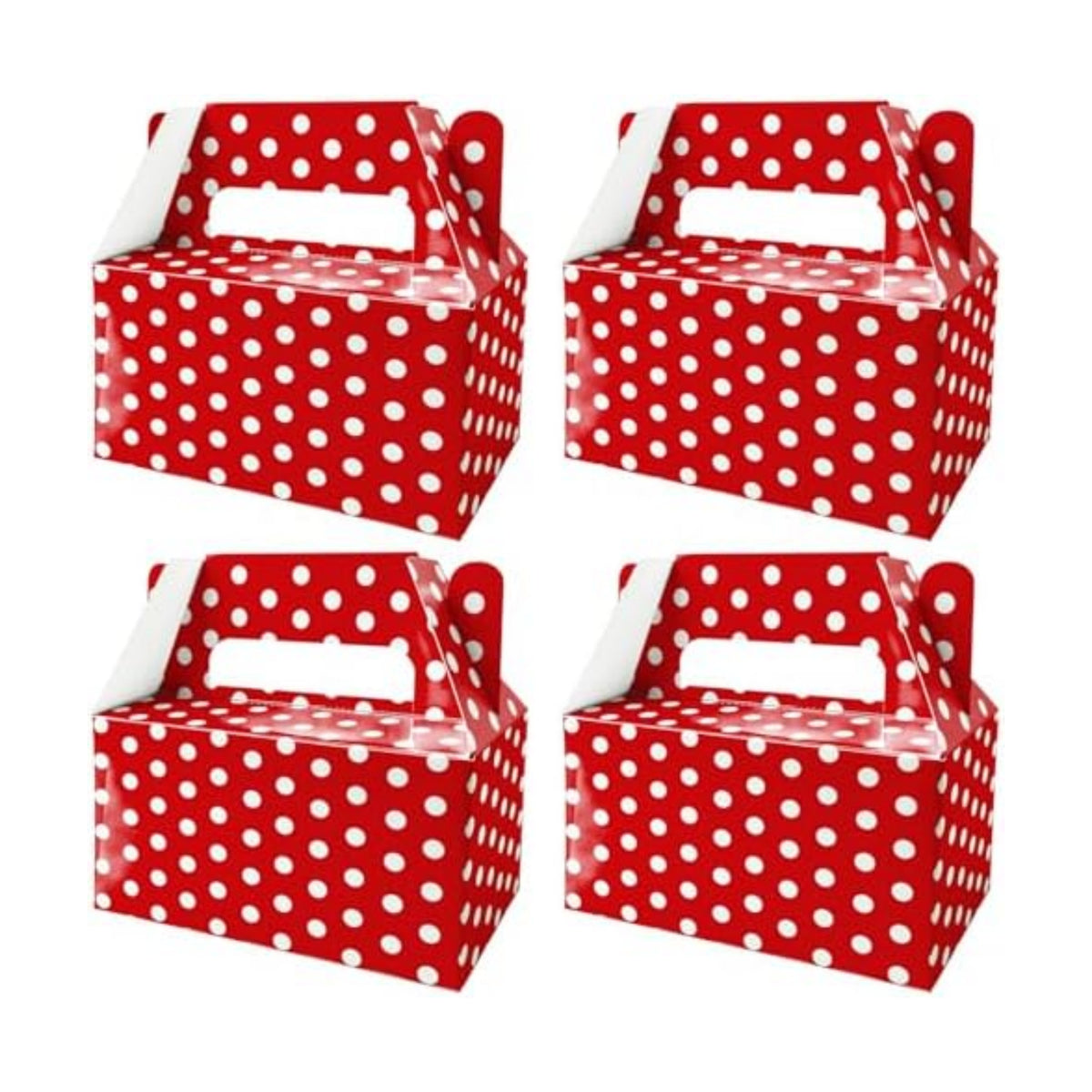 BGFMVS 12 Pack Red Polka Dot Party Favor Boxes, Gable Treat Boxes