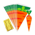 FOIMAS 120pcs Easter Cellophane Treat Bags,Carrot Shaped Candy Goodie Bags Cookie Bag for Easter Party Decoration Supply