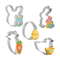 Easter Cookie Cutters, 5 Pcs Chick Carrot Egg Bunny Rabbite Shapes Metal Cookie Cutters, Stainless Steel Cutter Sets Biscuit Fruit Cutter for Easter Holiday Home Baking Kit Birthday Party Supplies