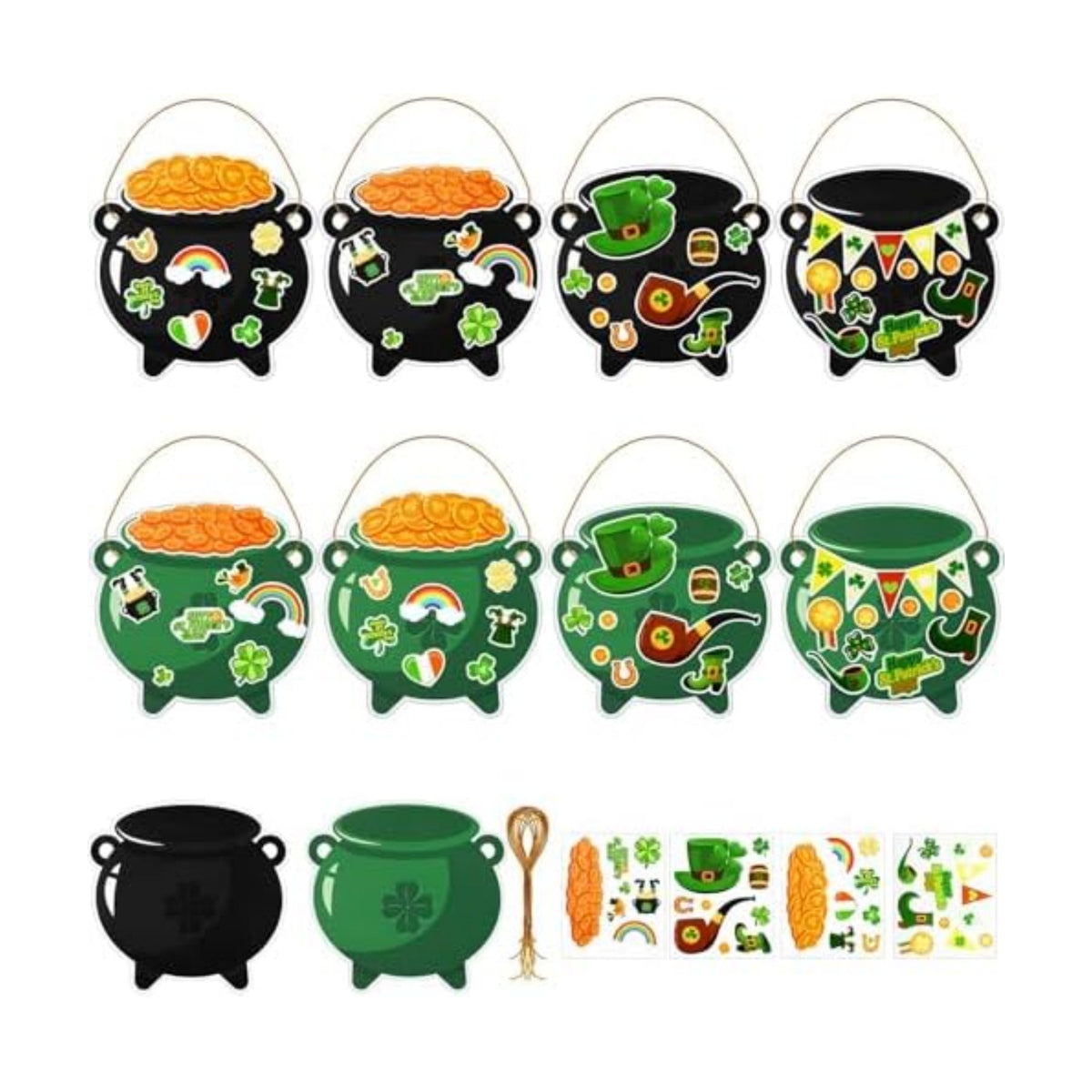 JUNEBRUSHS 32 Pcs St. Patricks Day Craft Kits for Party Activities Gifts