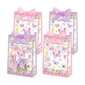 Capoda 24 Pack Butterfly Gift Bags with Handles Pink Purple Floral Party Favor Bags for Girls Birthday Reusable Plastic Goodie Bag Medium Treat Bag for Baby Shower Spring Garden Tea Party Supplies