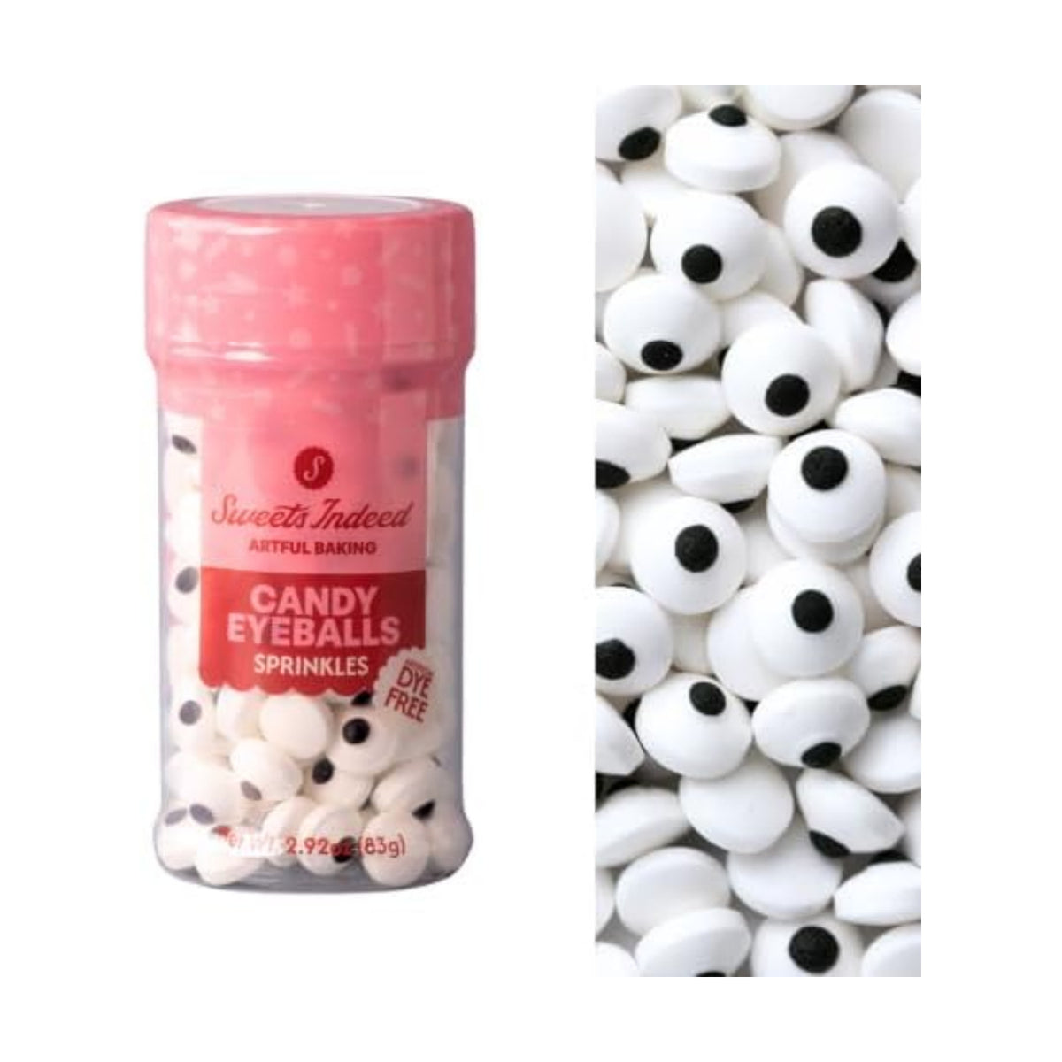 Sweets Indeed Dye Free Candy Eyeballs, 1 cm Edible Eyes, 200 Count, 2.92 oz