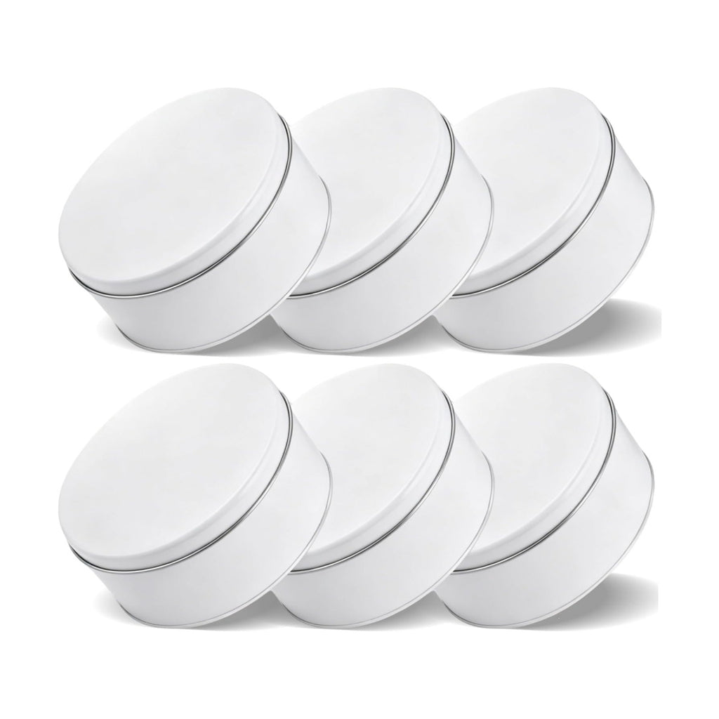 6 Pack Cookie Tin with Lid Round Metal Cookie Tins Containers Round Christmas Treats Tin Storing Snack Chocolate for Gift Giving Holiday Baking White Home Sturdy Storing