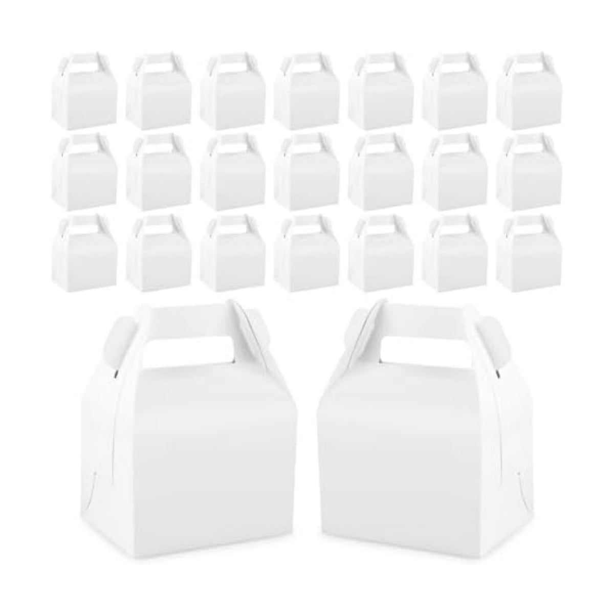 Hxezoc 24 Pieces White Party Favor Boxes Gable Candy Treat Box Folding Paper Gift Box with Handles for Baby Showers Birthday Party Wedding Decoration Supplies