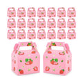 24 Pieces Strawberry Party Favor Boxes Gable Candy Treat Box Folding Paper Gift Box with Handles Fruit Party Favors for Strawberry Themed Sweet Birthday Party Baby Shower Wedding Decoration Supplies