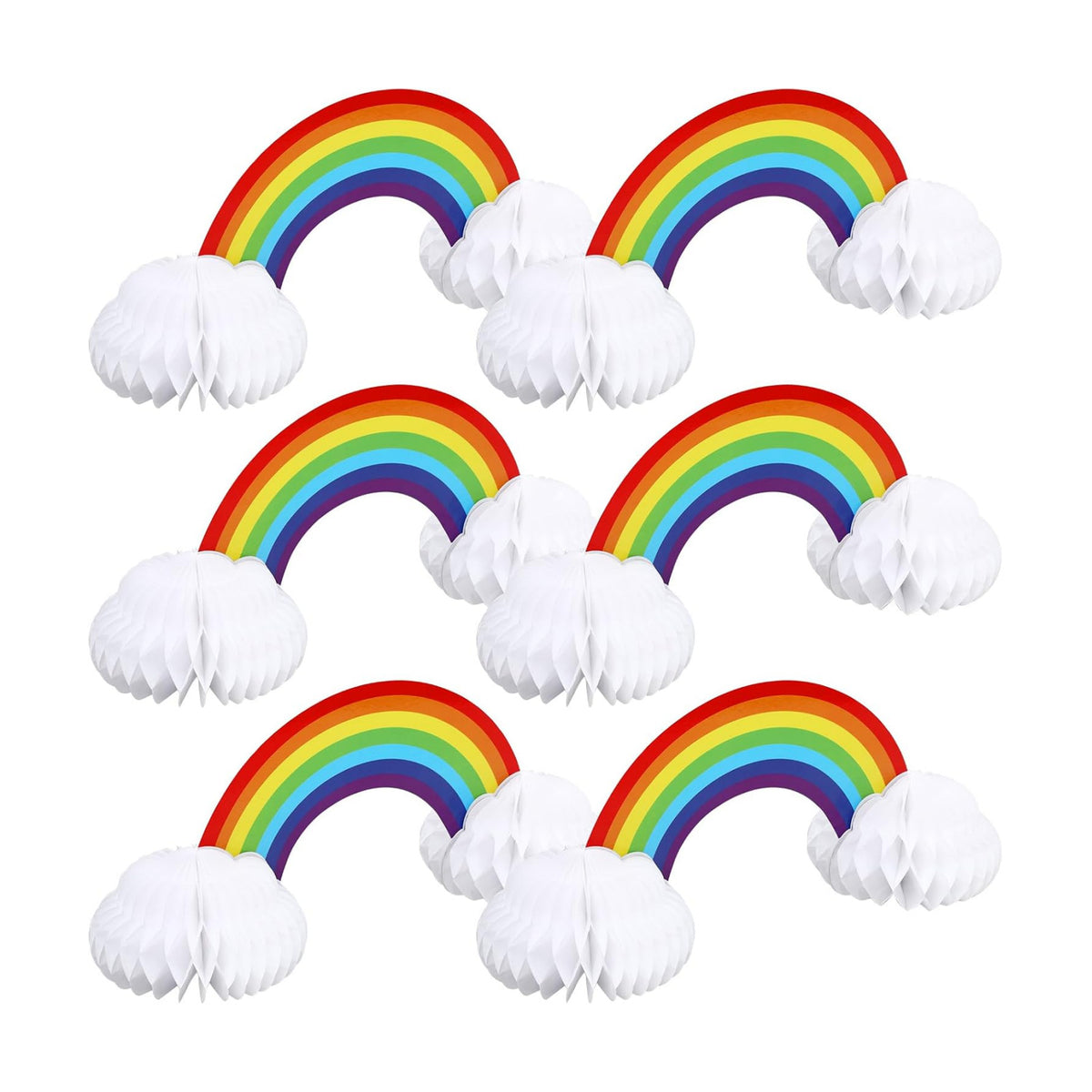JULMELON 6Pcs Rainbow Party Decorations, Honeycomb Centerpieces for Tables