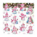Ferraycle 12 Pcs Diamond Art Christmas Ornaments Snowman Diamond Painting Kit 5d DIY Art Keychains Winter Hanging Ornaments for Kids Winter Home Crafts Decorations(Pink)