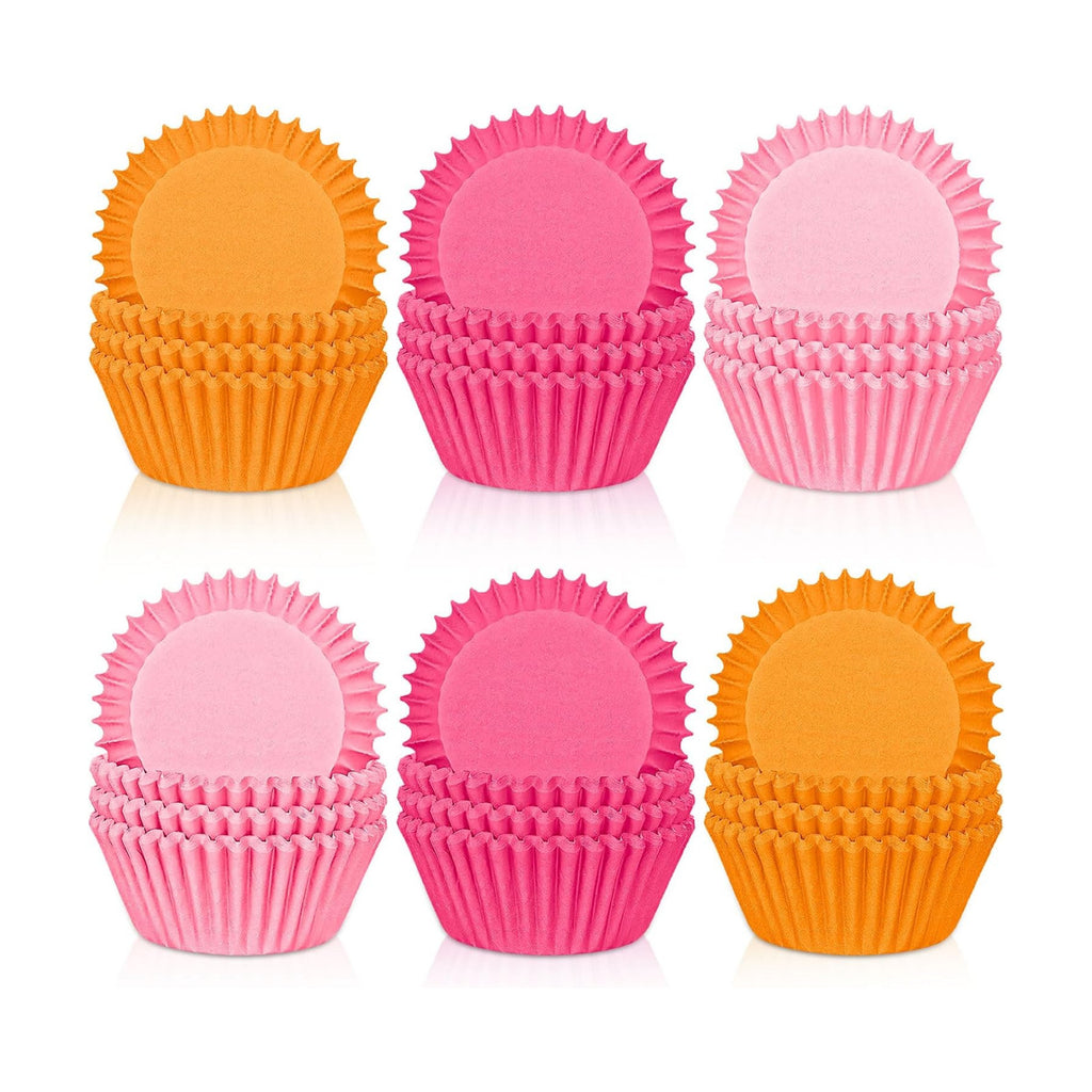 Whaline 300Pcs Orange Pink Cupcake Liners Paper Baking Cups Summer Standard Muffin Cupcake Wrappers for Party Supplies Table Decor
