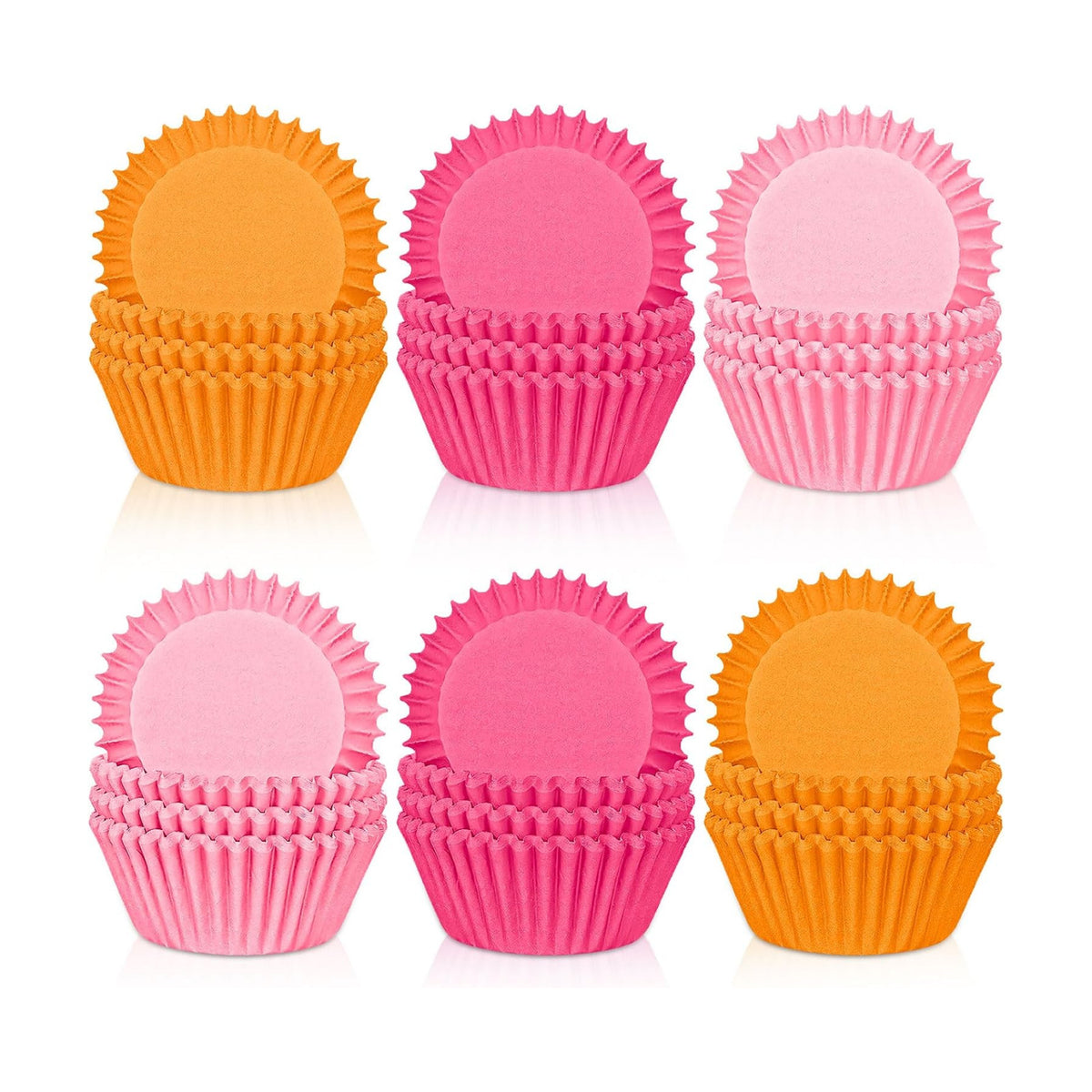 Whaline 300Pcs Orange Pink Cupcake Liners Paper Baking Cups Summer Standard Muffin Cupcake Wrappers for Party Supplies Table Decor