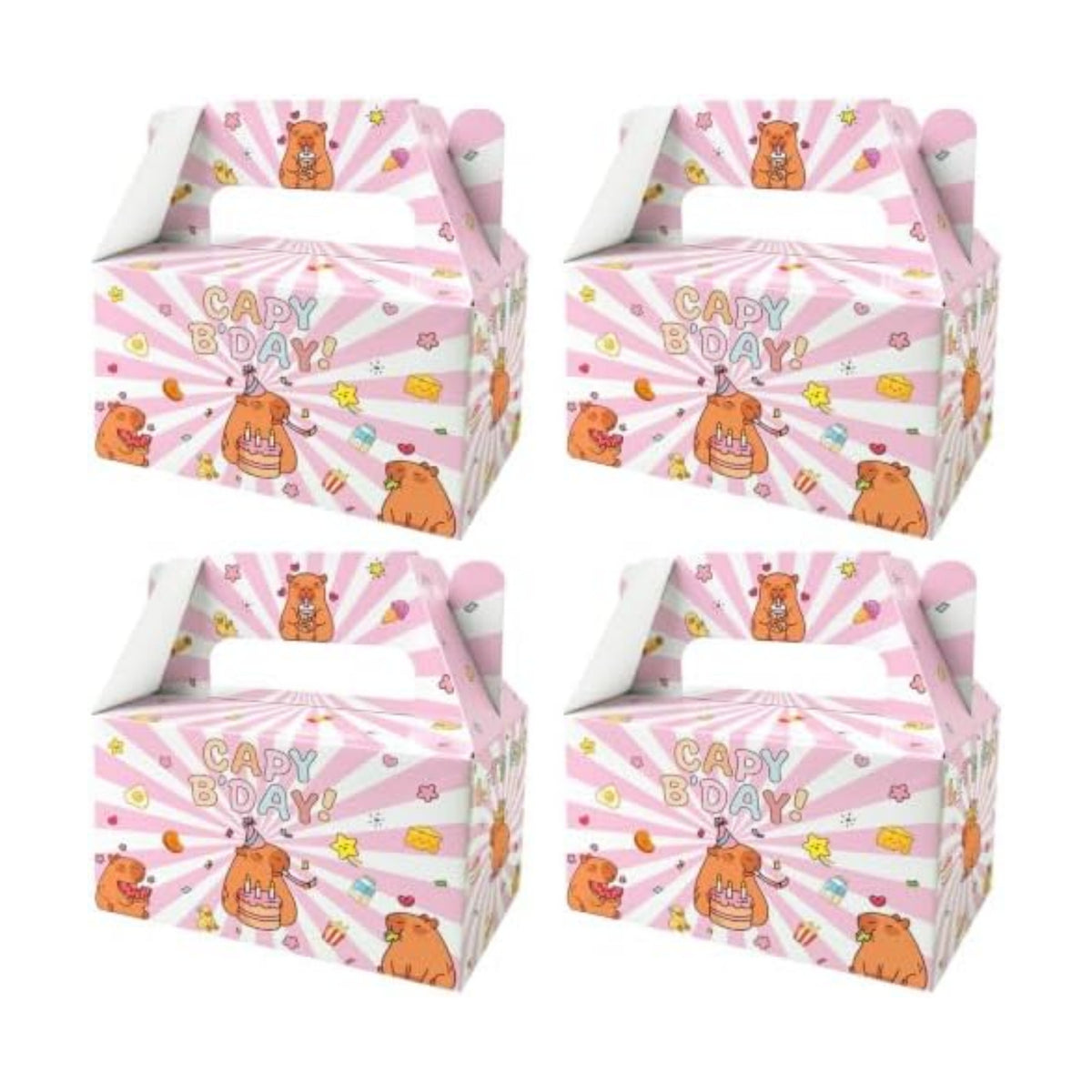 BGFMVS 12 Pack Capybara Birthday Party Favor Boxes Pink Cartoon Goodie Bags