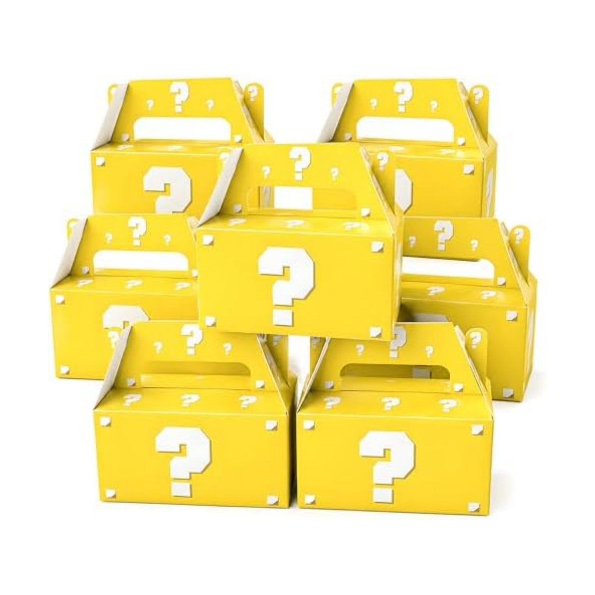 BGFMVS 12 Pcs Video Game Question Mark Party Favor Boxes Yellow Mystery Box