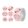 500PCS Thank You Stickers 1.5in Stickers Rolls 6 Designs Pink Sticker with Strawberry Patterns and Thank You Words Sticker for Bottle Scrapbook Journal Envelope Decorations