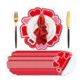 50 Pcs Valentines Round Red Heart Place Mats Pink Disposable Paper Table Mats Bulk Seasonal Valentine Decor for Valentines Anniversary Marriage Proposals Home Party Dining, 12.9 Inch