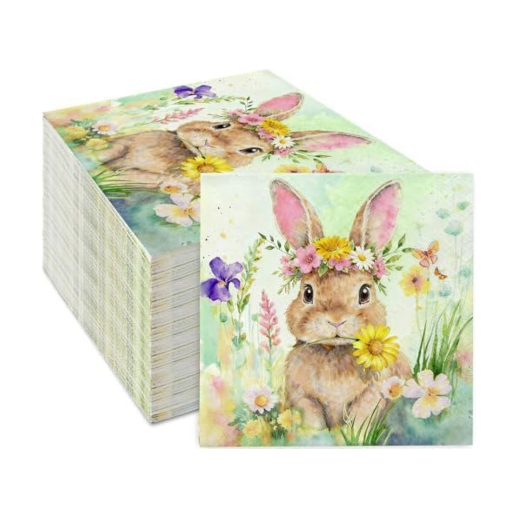50Pcs Easter Paper Napkins - 2Ply, 6.5 x 6.5 In