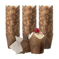 Maxdot 200 Pcs Wood Grain Tulip Cupcake Liners for Baking Woodland Theme Paper Muffin Baking Cups Brown Rustic Tulip Muffin Liners Wrappers for Bridal Showers Wedding Holiday Birthday Party