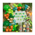 Dinosaur Balloon Arch Garland Kit, 144PCS Dinosaur Birthday Party Decorations with Dino Banner & Happy Birthday Banner, Jungle Balloons for Kids Boys Dino Jungle Safari Birthday Baby Shower Party