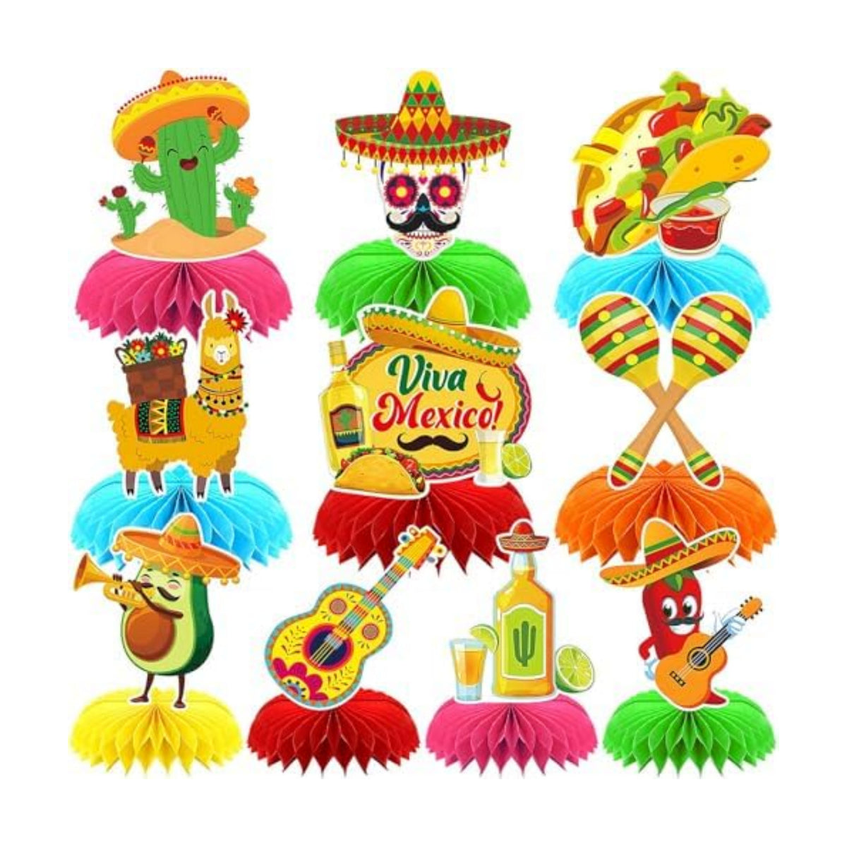 10Pcs Fiesta Party Decorations Mexican Cinco De Mayo Centerpieces